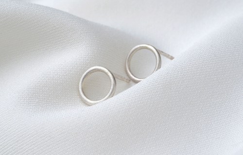 Wiry Earring No.3 (925 Silber, kreismattiert)